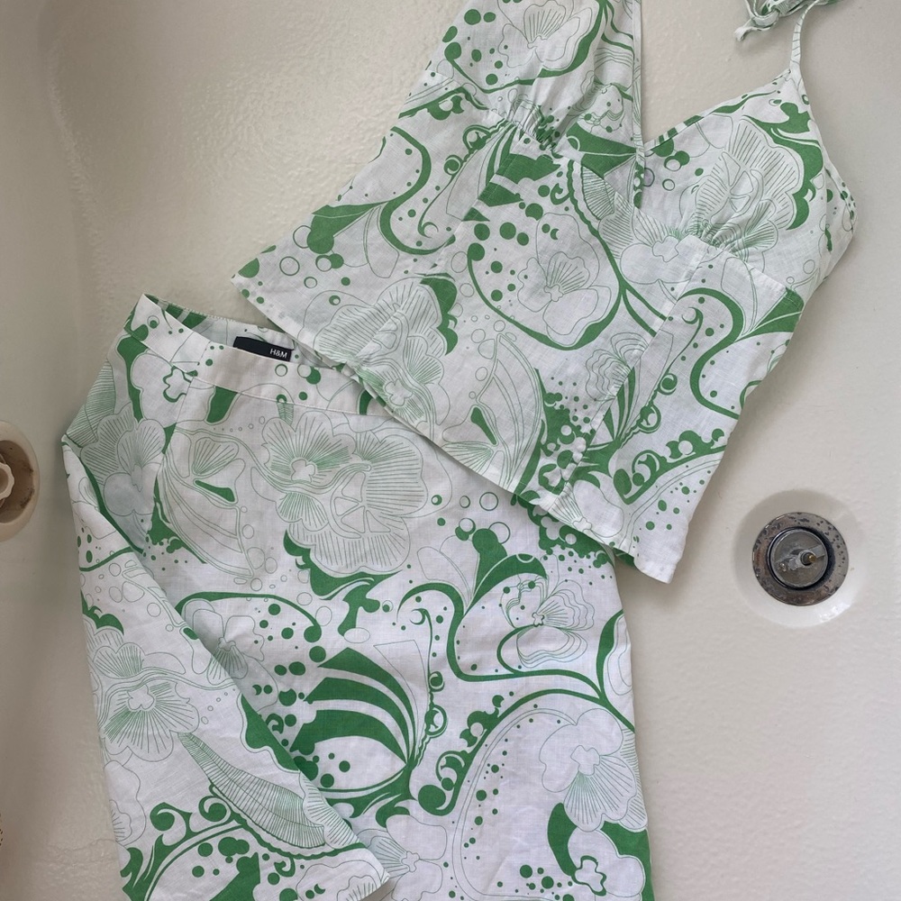 H & M Linen Top/ Skirt Set